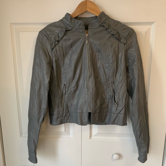 Heart Soul Jackets & Blazers - Heart soul vegan leather jacket grey L